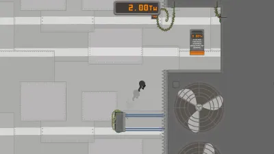 Official IGTAP screenshot crop of vertical platforms and hanging vines near a large industrial fan