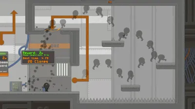 Official IGTAP screenshot of the first course with clone silhouettes and the reward readout