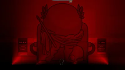 Official IGTAP screenshot of two upgrade pedestals beside the red-lit statue